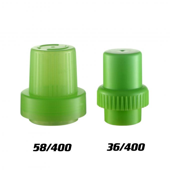 36mm 58mm PP プラスチック洗濯用洗剤 測定キャップ 48/400ボトルのための緑色のボトルキャップ 0