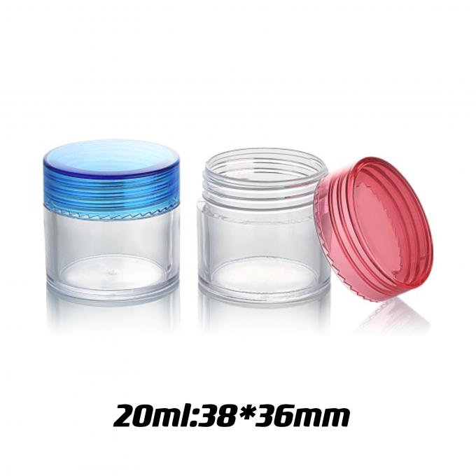 20ml 空っぽのクリアグラス プラスチック製のPS顔クリームグラス カスタマイズされたカラー蓋付き 0